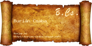 Burián Csaba névjegykártya
